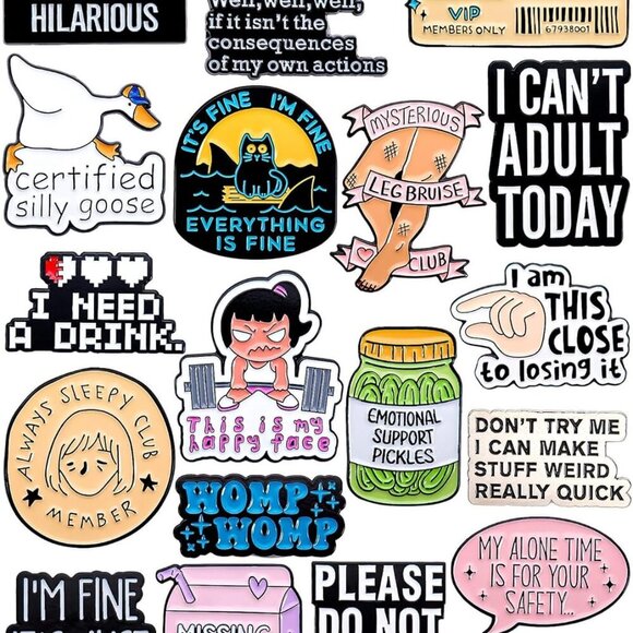 Accessories | Mental Health Humor Enamel Pins Set 2 Pack Funny ...